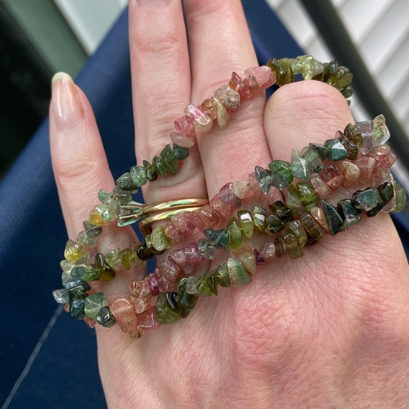 2 Vintage Tourmaline (?) Necklaces Multicolored Pink Green Watermelon Colors - Picture 9 of 11